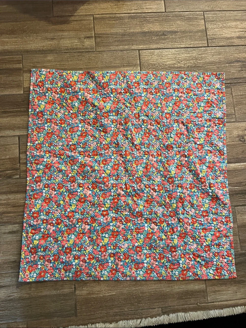 Kainani quilts Handmade baby Pink Heart Patchwork Quilt - Blue Background 32x34